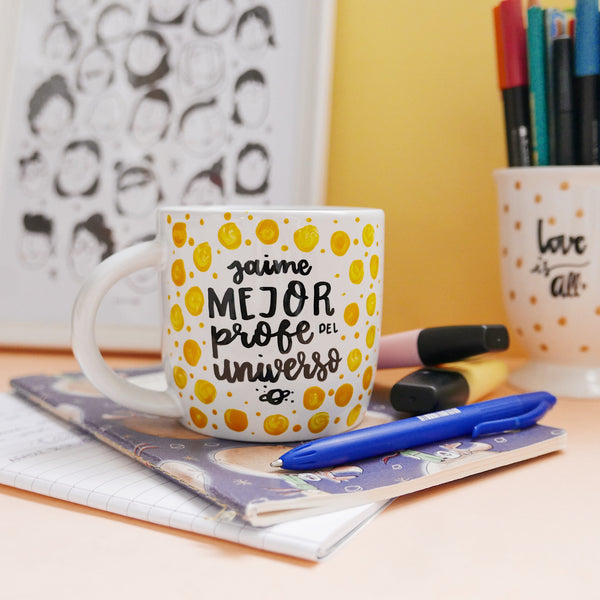 Taza Curly Mejor Profe Con Nombre