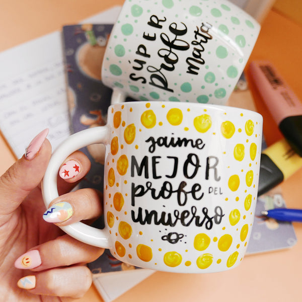 Taza Curly Mejor Profe Con Nombre