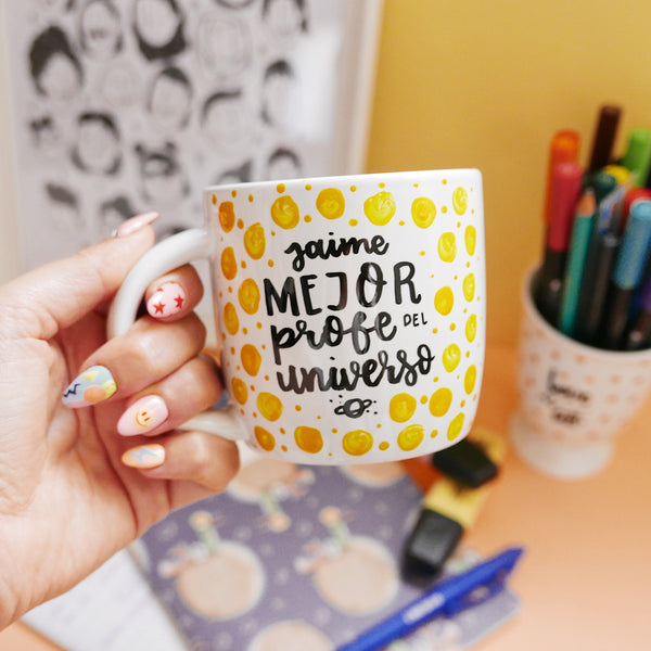 Taza Curly Mejor Profe Con Nombre